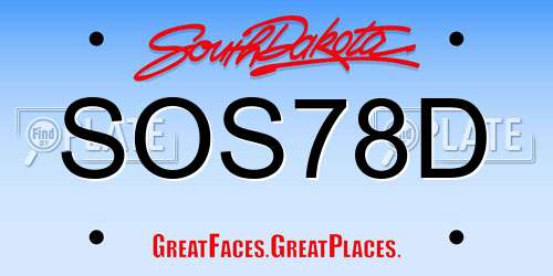 SOS78D South Dakota License Plate