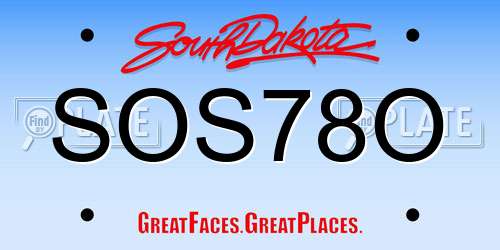 SOS78O South Dakota License Plate