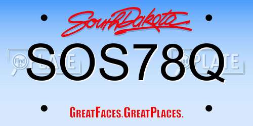 SOS78Q South Dakota License Plate