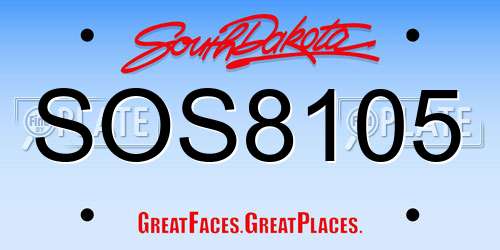SOS8105 South Dakota License Plate