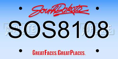 SOS8108 South Dakota License Plate