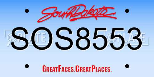 SOS8553 South Dakota License Plate