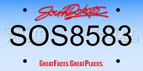 SOS8583 South Dakota License Plate