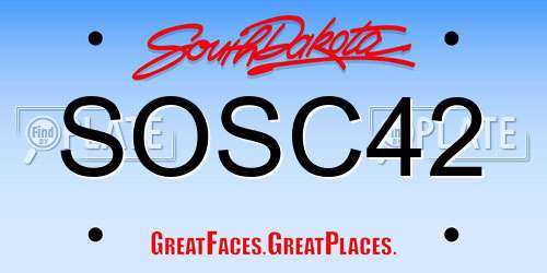 SOSC42 South Dakota License Plate