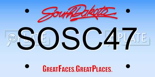 SOSC47 South Dakota License Plate