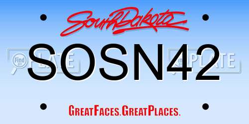 SOSN42 South Dakota License Plate