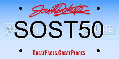 SOST50 South Dakota License Plate