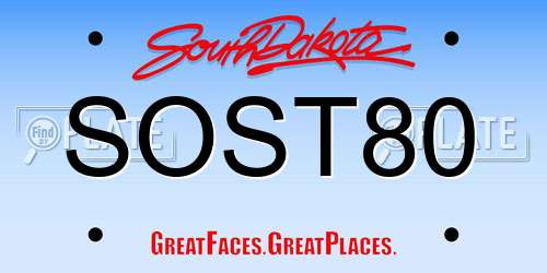 SOST80 South Dakota License Plate