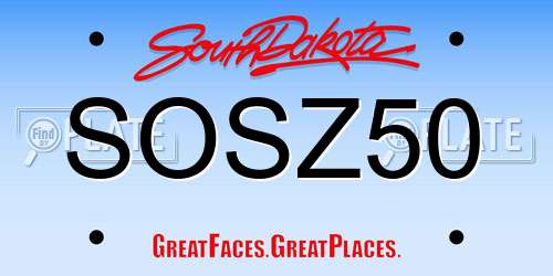 SOSZ50 South Dakota License Plate