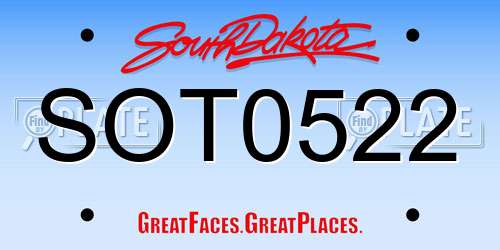SOT0522 South Dakota License Plate