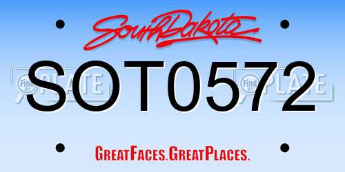 SOT0572 South Dakota License Plate
