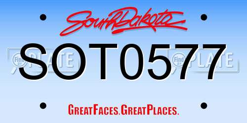 SOT0577 South Dakota License Plate