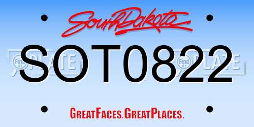 SOT0822 South Dakota License Plate