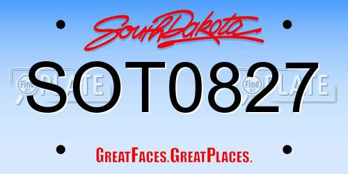 SOT0827 South Dakota License Plate