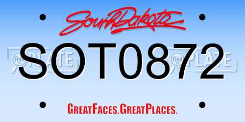 SOT0872 South Dakota License Plate