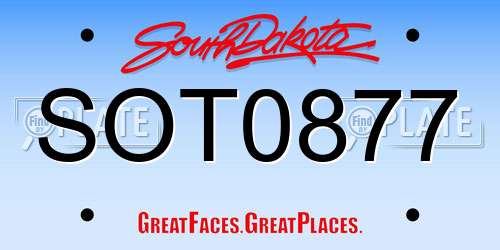SOT0877 South Dakota License Plate