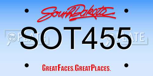 SOT455 South Dakota License Plate
