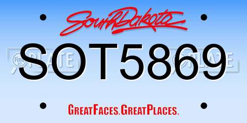 SOT5869 South Dakota License Plate