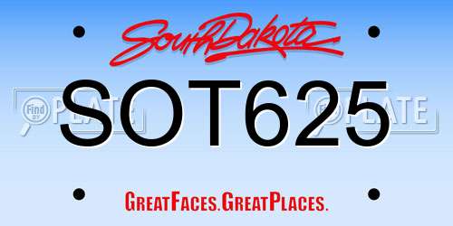 SOT625 South Dakota License Plate