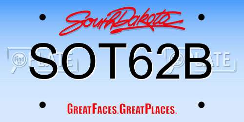 SOT62B South Dakota License Plate