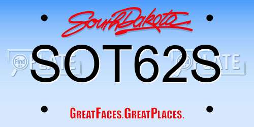 SOT62S South Dakota License Plate