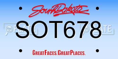 SOT678 South Dakota License Plate