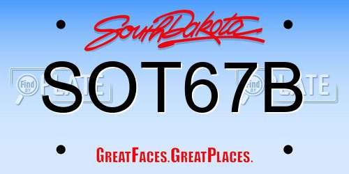 SOT67B South Dakota License Plate