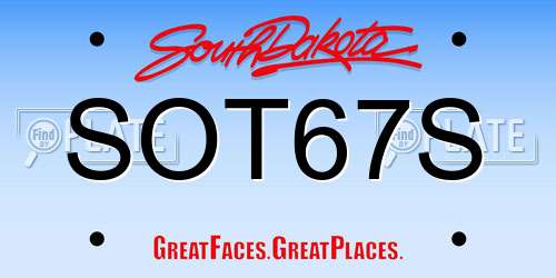 SOT67S South Dakota License Plate