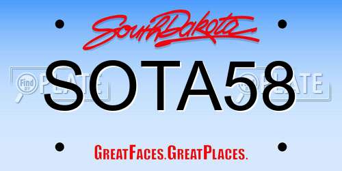 SOTA58 South Dakota License Plate