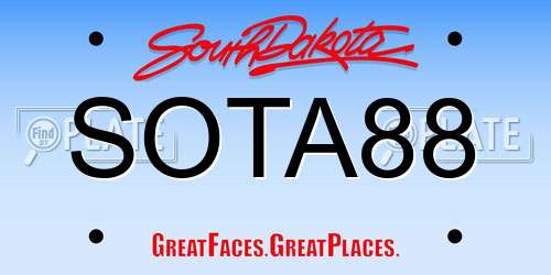 SOTA88 South Dakota License Plate