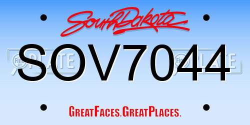 SOV7044 South Dakota License Plate