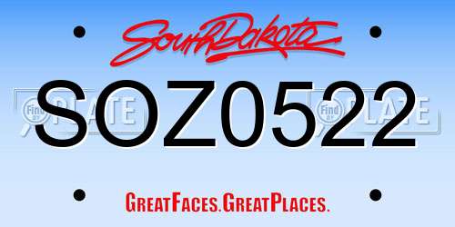 SOZ0522 South Dakota License Plate