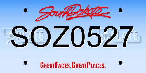SOZ0527 South Dakota License Plate