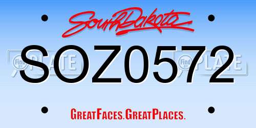 SOZ0572 South Dakota License Plate
