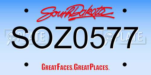 SOZ0577 South Dakota License Plate