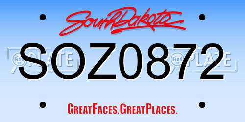 SOZ0872 South Dakota License Plate