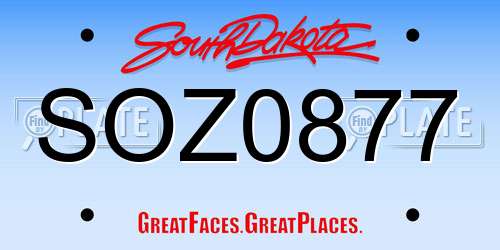 SOZ0877 South Dakota License Plate