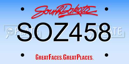 SOZ458 South Dakota License Plate