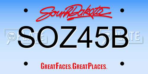 SOZ45B South Dakota License Plate