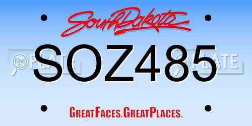 SOZ485 South Dakota License Plate