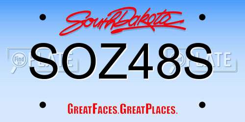 SOZ48S South Dakota License Plate