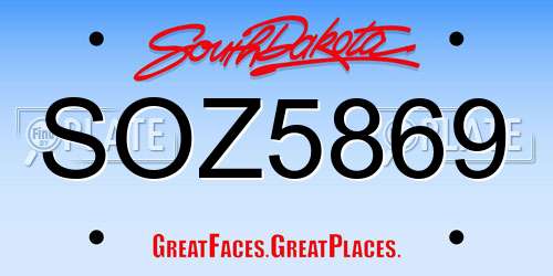 SOZ5869 South Dakota License Plate