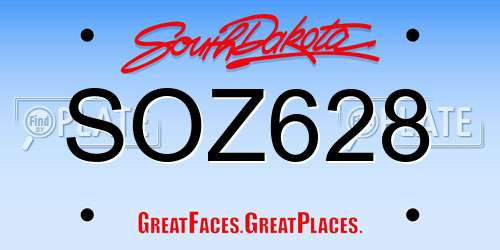 SOZ628 South Dakota License Plate