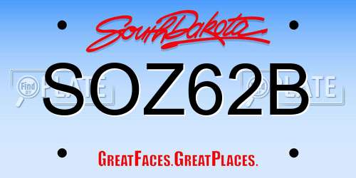 SOZ62B South Dakota License Plate