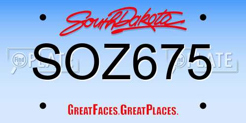 SOZ675 South Dakota License Plate