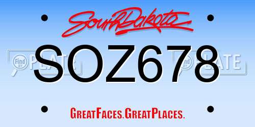 SOZ678 South Dakota License Plate