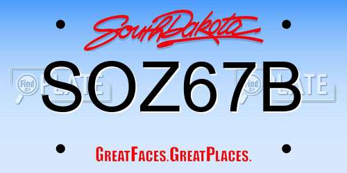 SOZ67B South Dakota License Plate