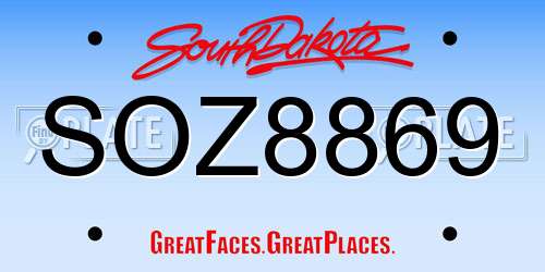 SOZ8869 South Dakota License Plate