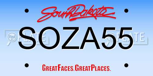 SOZA55 South Dakota License Plate