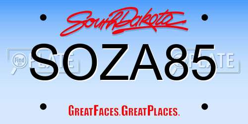 SOZA85 South Dakota License Plate